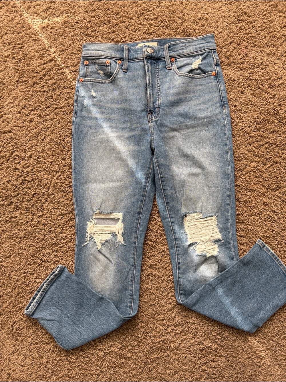 Madewell Light Blue Skinny Distressed Jeans